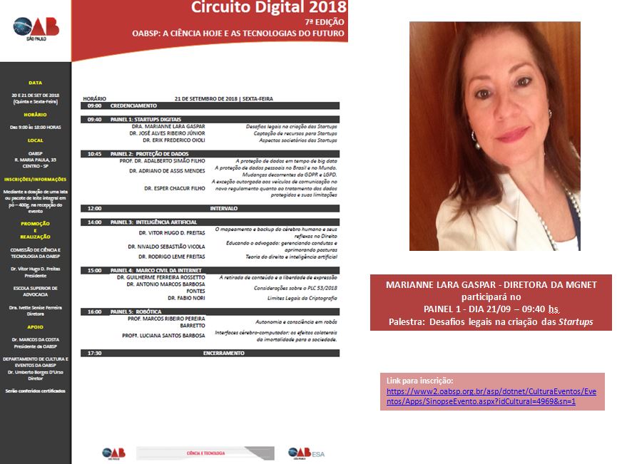 Circuito Digital - Marianne Lara Gaspar - Palestra do dia 20/09/18 às 09:00hs